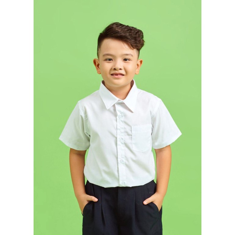 Áo Sơ Mi Đồng Phục Học Sinh Nam Nữ Lớp 1 Đến Lớp 9, Chất vải Cotton Thấm Hút Mồ Hôi, Không Nhăn