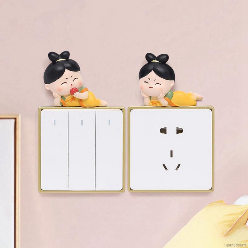 Sticker dán trang trí công tắc hình cô gái hoạt hình dễ thương