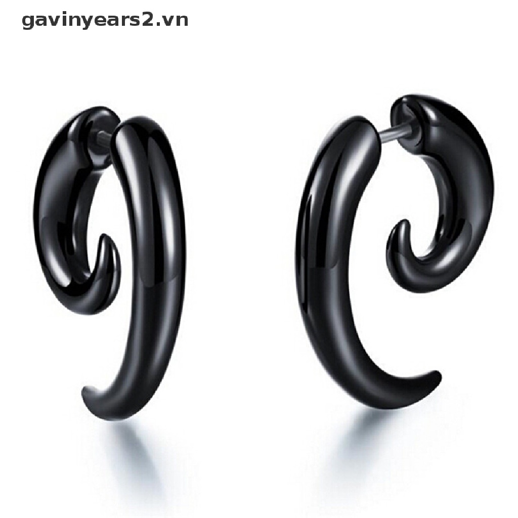 Bộ 2 Khuyên Tai Nhựa PVC Màu Đen Chống Dị Ứng Phong Cách punk rock Thời Trang Cho Nam Và Nữ