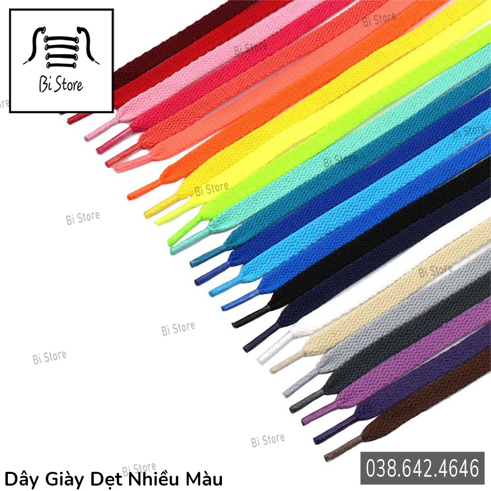 Dây giày bản dẹt dài 80cm đủ màu dành cho các loại giày thể thao / sneaker cổ ngắn Njce, Adjdaz