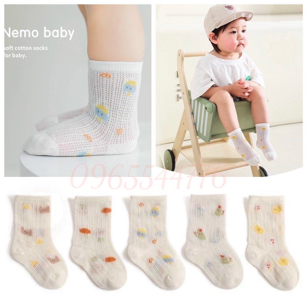 Tất lưới Nemo Baby chính hãng họa tiết siêu xinh cho bé 0-12 tháng