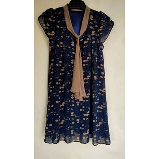 Đầm Chiffon Phối Nơ Cổ Freesize, new 95%