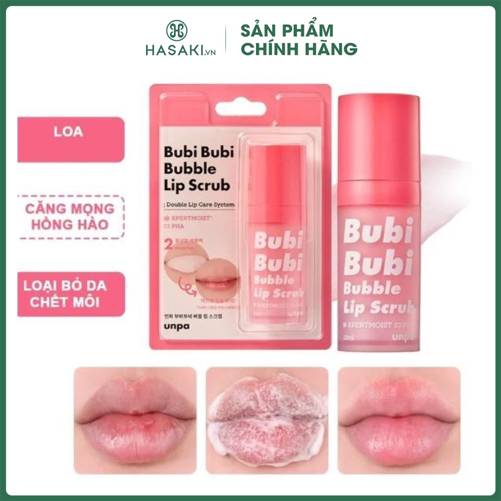 Tẩy Tế Bào Chết Môi Unpa Bubi Bubi Bubble Dạng Sủi Bọt 10ml Hasaki Sản phẩm chính hãng