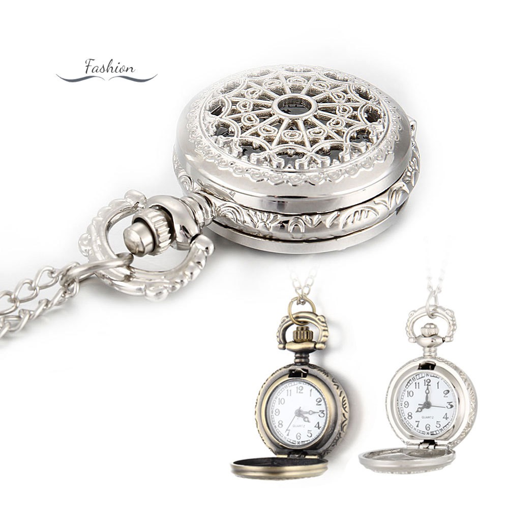 Men Pocket Watch Retro Bronze Tone Round Shape Spider Web Pattern Watches With Chain Necklace @vn