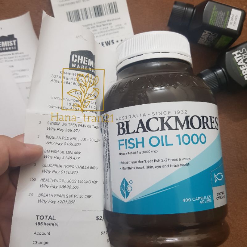 Viên dầu cá tự nhiên 400v Blackmores Fish Oil 1000mg