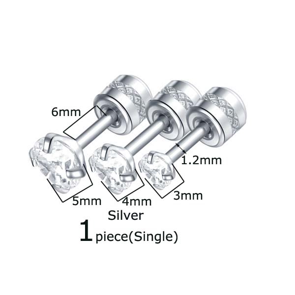 Bông Tai Bằng Thép Không Gỉ Đính Đá Zircon 16g Đẹp Mắt