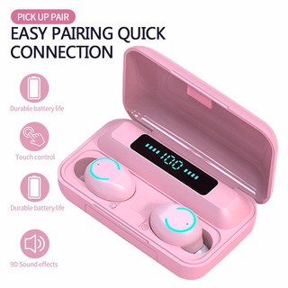 Tai Nghe Bluetooth Không Dây Màu Hồng 5.0 F9-9 Tws