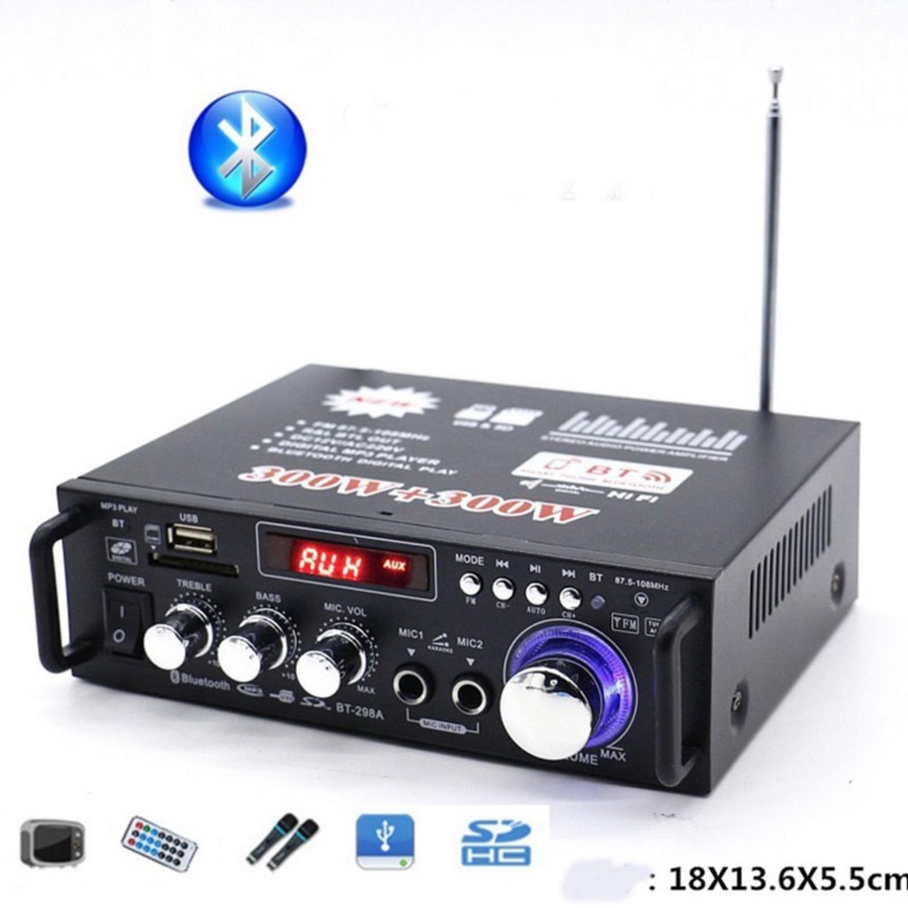 Amly Karaoke gia đình, Amli Bluetooth, Âm ly mini giá rẻbBlJ253 12V-220V Bluetooth - Tích hợp chạy thẻ nhớ, USB