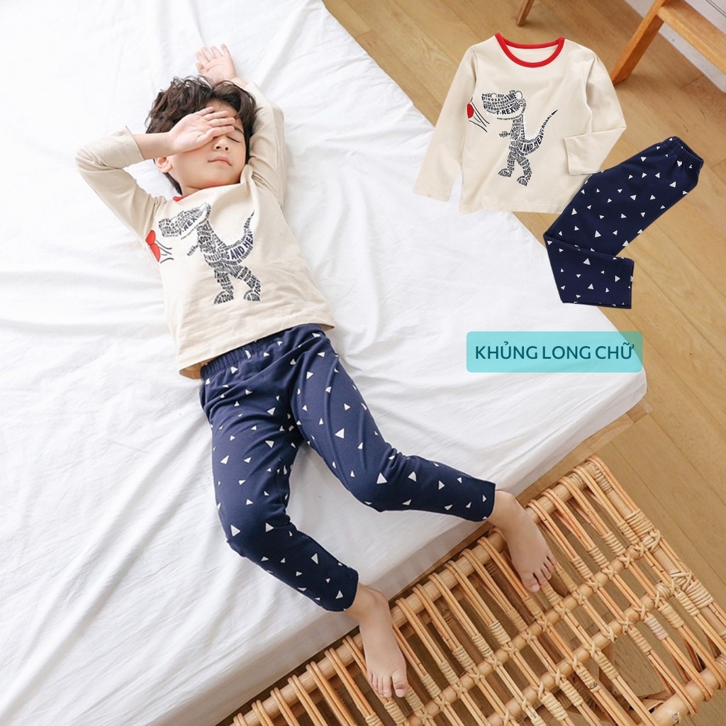 Đồ bộ dài tay bé trai Belalu 12-32 kg bộ thun dài tay Quảng Châu xuất Hàn cotton họa tiết dễ thương quần áo trẻ em dài