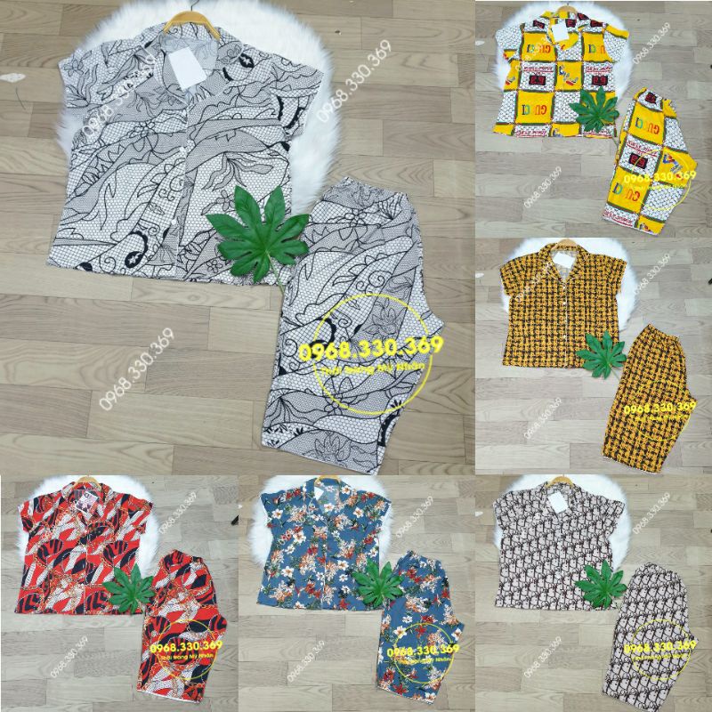 Đồ bộ pijama lụa lửng họa tiết siêu đẹp
