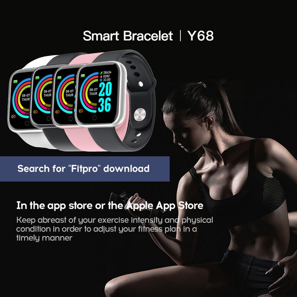 Đồng hồ thông minh Y68 thông báo tin nhắn/ messenger/ theo dõi sức khỏe/ đếm bước chân