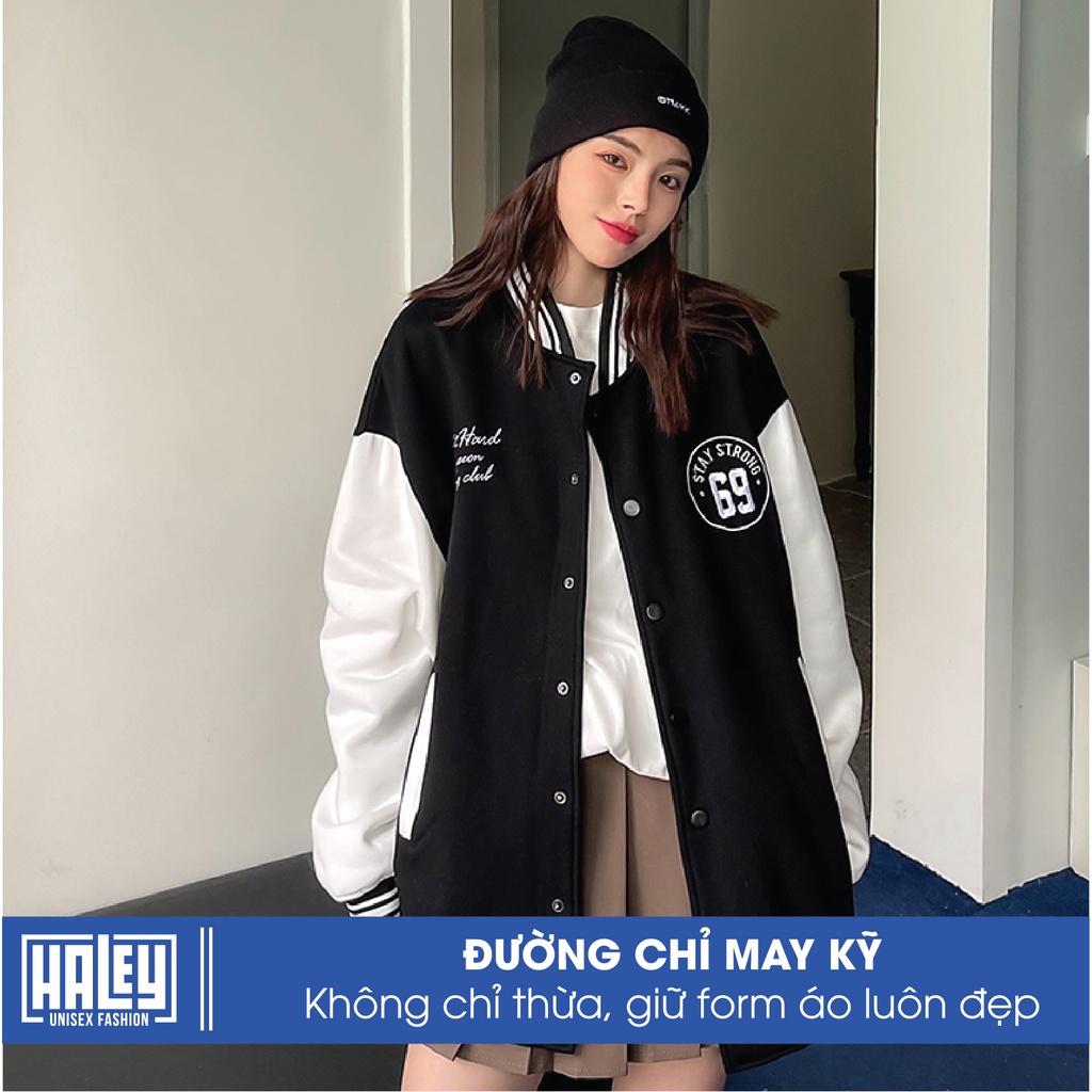 Áo bomber khoác Nam Nữ Unisex HALEY Street Wear Phong Cách Hàn Quốc Chất Nỉ Cao Cấp mã BB06 Không Xù Đủ Màu Dễ Phối Đồ