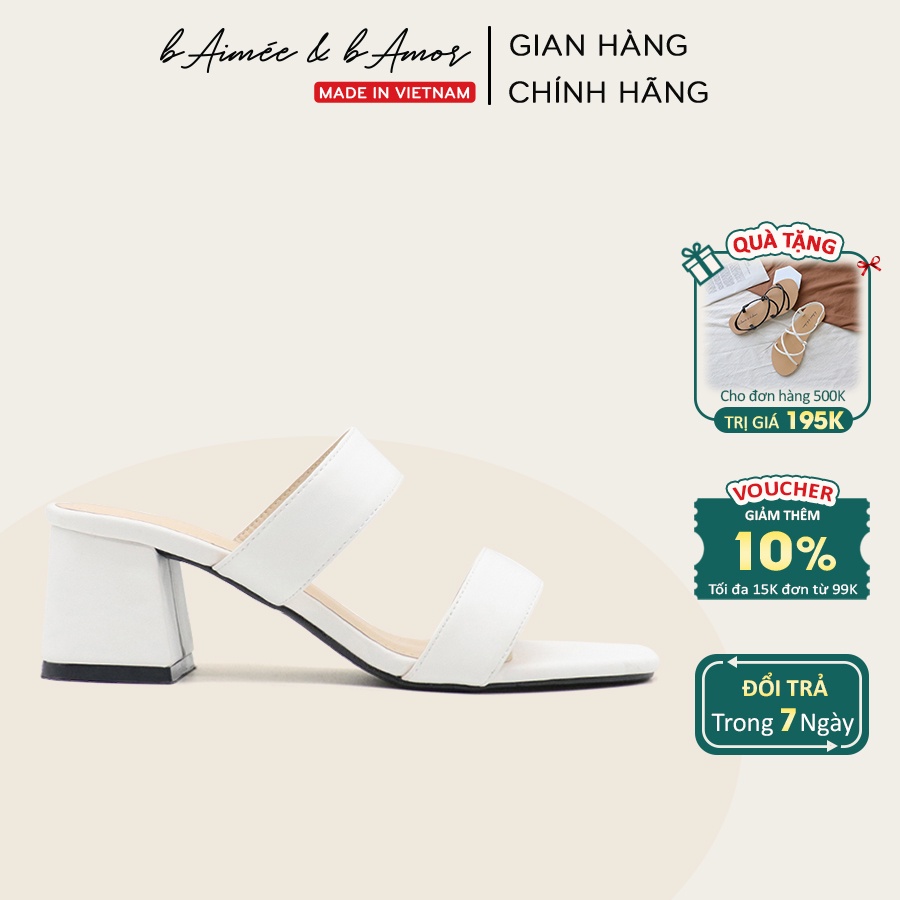 Sandal cao gót nữ mũi vuông quai ngang gót vuông cao 5cm thời trang bAimée &amp; bAmor - MS1665 01