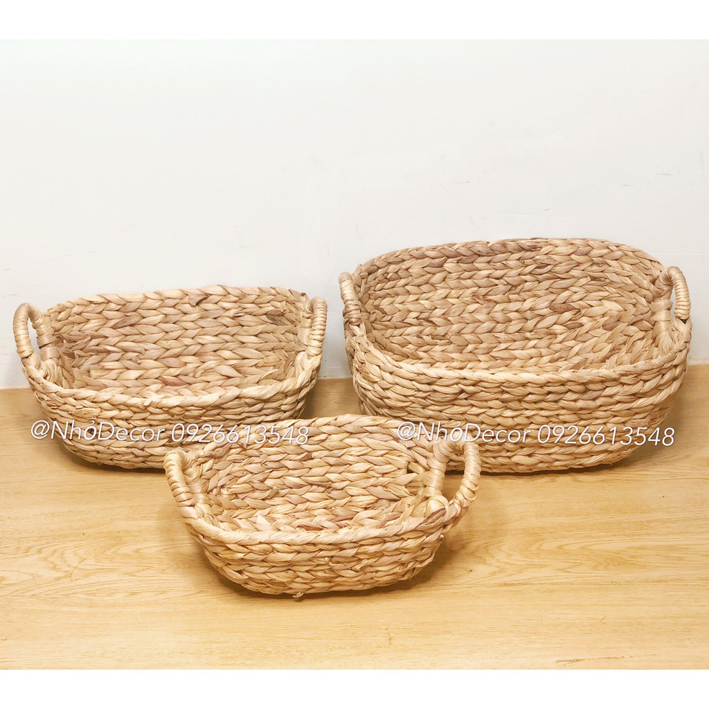 Giỏ lục bình đa năng hình thuyền đựng trái cây, khăn lông, trang trí decor, hàng thủ công Việt Nam xuất khẩu