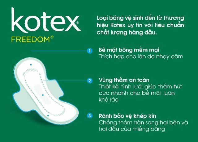 Băng vệ sinh Kotex Freedom Maxi cánh 8 miếng