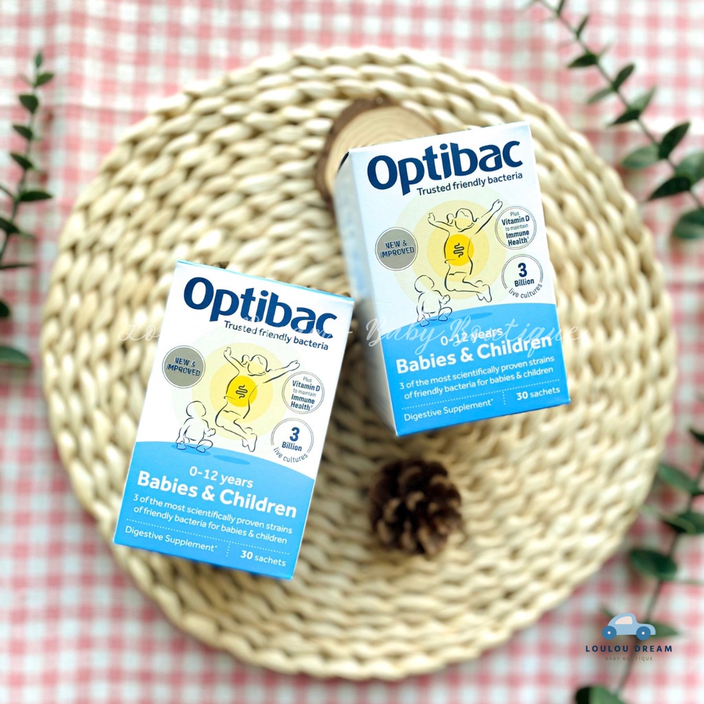 Men vi sinh Optibac xanh dương Babies &amp; Children cho bé từ 0 đến 12 tuổi hộp 30 gói [CHÍNH HÃNG UK]