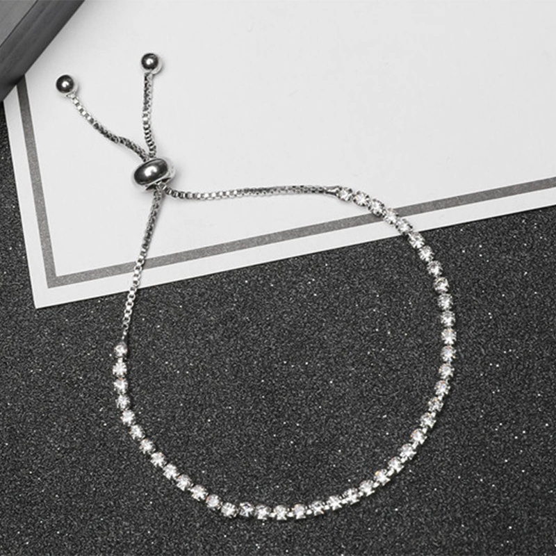 Vòng Tay Co Giãn Đính Đá Zircon Một Hàng Sáng Bóng