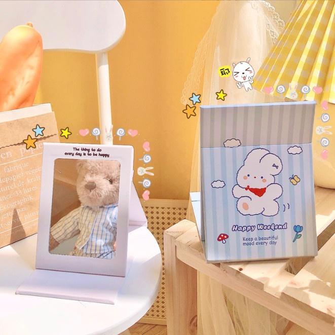 Gương bìa gập để bàn size nhỏ để bàn chủ đề gấu thỏ dễ thương nhiều màu  GUONGGAUTHO25