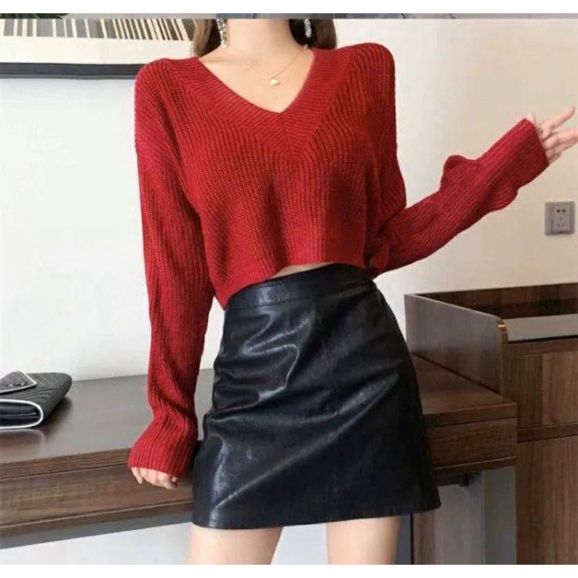 Áo len dáng croptop