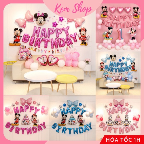 Set Trang Trí Sinh Nhật Mickey Minnie Ngộ Nghĩnh Dễ Thương - K203