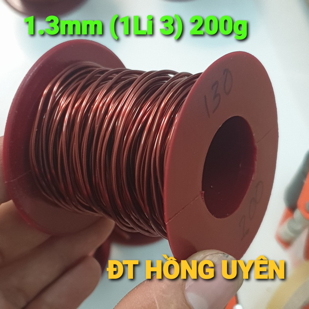 (1.3mm 200g). Dây đồng quấn biến áp cơ, mô tơ. Dây đồng 1li3 tráng men, bọc emay cách điện, chịu nhiệt cao, dòng tải cao