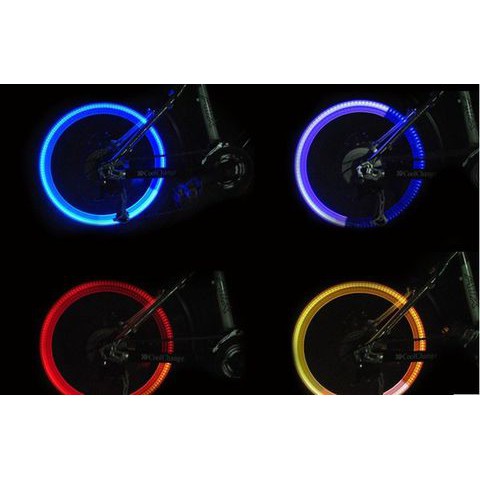Bộ 2 Đèn led gắn van xe đạp xe máy hình trụ siêu sáng nhiều màu cực chất