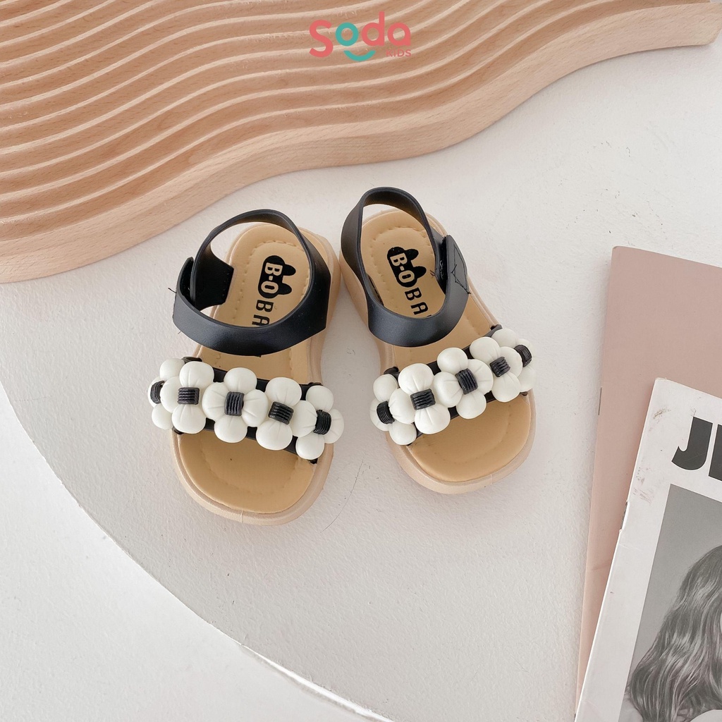 Sandal bé gái SODA KIDS thiết kế đính hoa xinh xắn, chất liệu cao su non êm ái