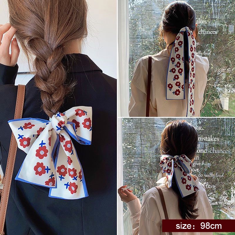 Khăn lụa Turban SUAKE 97x6 cm dùng buộc tóc trang trí túi xách móc khóa