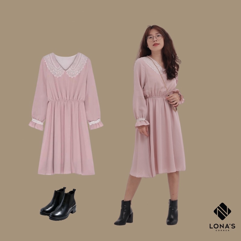 Đầm công sở style Ulzzang Lonascorner Pastel Cổ Peter KY011