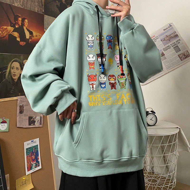 Áo hoodie in hoạ tiết unisex nam nữ form rộng hot trend kèm video