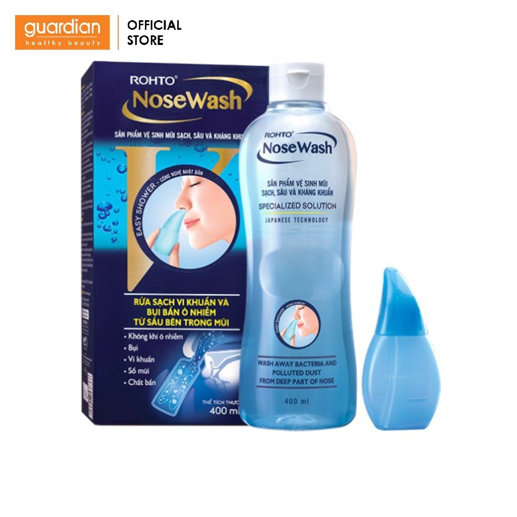 Bộ sản phẩm vệ sinh mũi Rohto NoseWash (1 bình vệ sinh mũi Easy Shower và 1 bình dung dịch 400 ml)