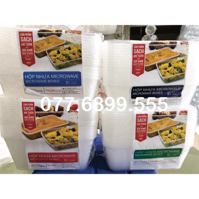 10 Hộp microwave vuông 550, 650, 750, 1000ml