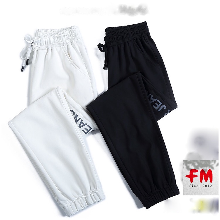 Quần jogger nữ Fmstyle shop quần thể thao ống rộng bo gấu cá tính phối 3 sọc chéo 205090041