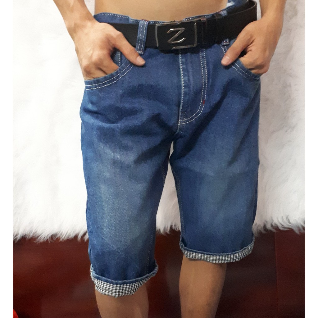 quần short jean nam trơn vãi đẹp hình thật size 28 đến 36