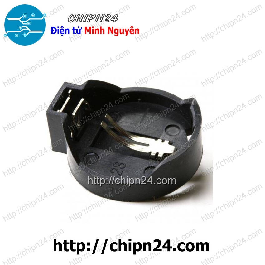 [2 CÁI] Đế Pin CR2032 DIP Nhựa Đen, Đế pin CMOS