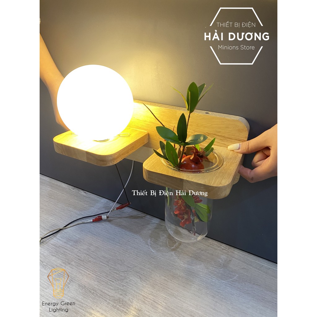 Đèn Tường Kệ Gỗ Chao Thủy Tinh Hiện Đại DT-3019 - Trang Trí Căn Phòng - Energy Green Lighting - Đã Bao Gồm Bóng LED 3W