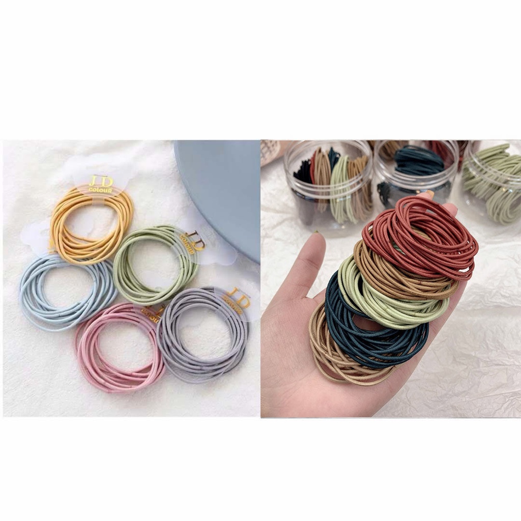 Dây Buộc Tóc Co Dãn Màu Trơn Xinh Xắn Phong Cách Hàn Quốc Cho Nữ