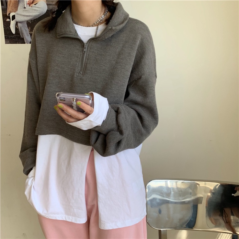 Sale 68% Áo len tay dài cổ polo dáng rộng dành cho nữ, Haze blue, Giá gốc 291000đ - 9K25 | BigBuy360 - bigbuy360.vn