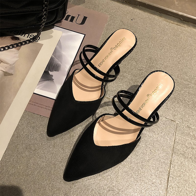 Giày sandal bít mũi đế thấp thời trang Hàn cho nữ