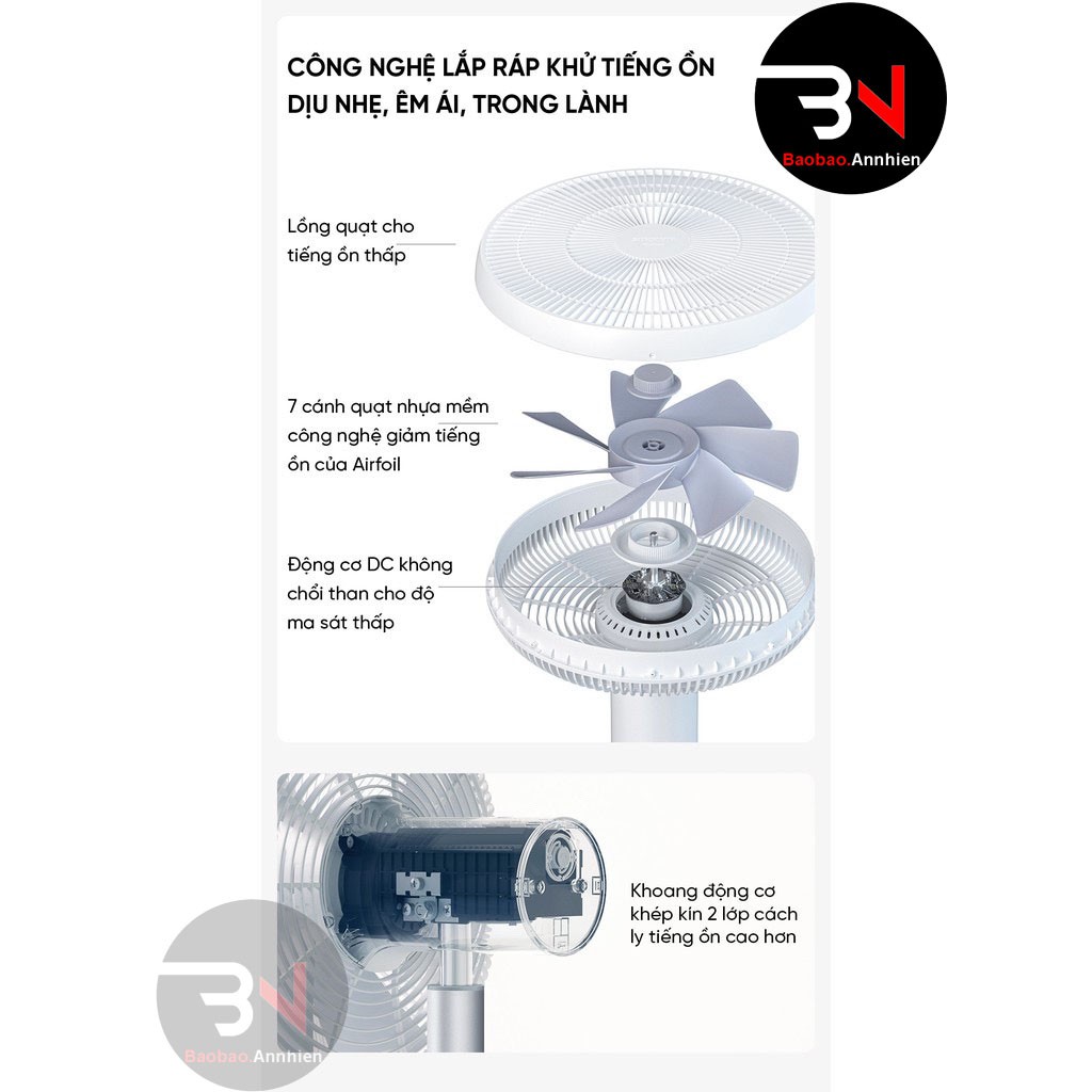 Quạt Đứng Tích Điện Xiaomi Smartmi Gen 3 Smartmi DC Standing Fan 3 ZLBPLDS05ZM