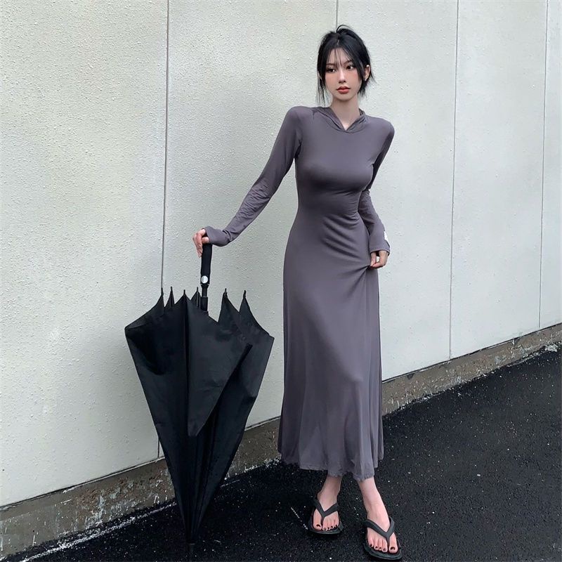 COZOK Váy Hoodie Tay Dài Form Ôm Kiểu Dáng Hợp Thời Trang