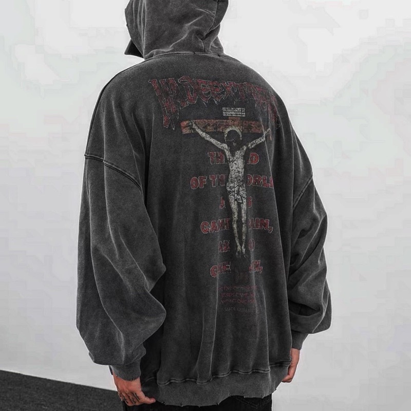 Áo hoodie nỉ xám khói MADE EXTREME chất denim cao cấp chính hãng