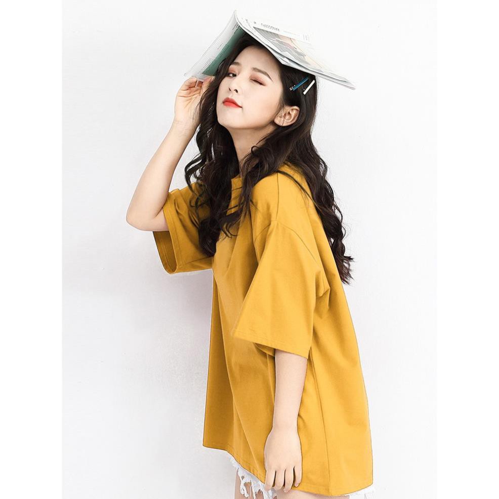 Áo thun Trơn Mịn không Họa Tiết Unisex áo phông nam nữ áo thun tay lỡ from rộng (cam kết giống hình) *