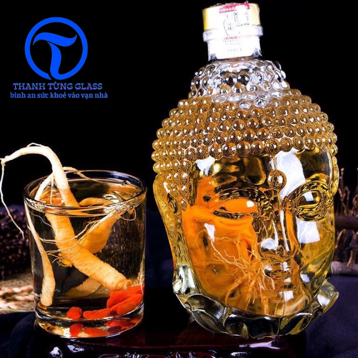 chai thuỷ tinh đựng rượu 750ml hình phật thủ