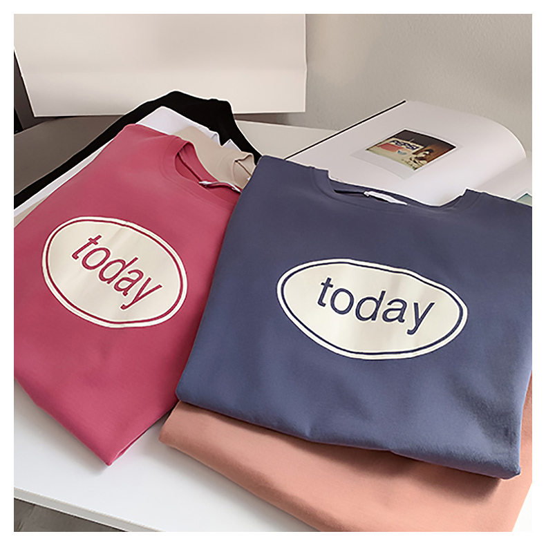 Áo Thun Nữ Mùa Hè Tay Ngắn Dáng Rộng In Chữ Đơn Giản Thời Trang