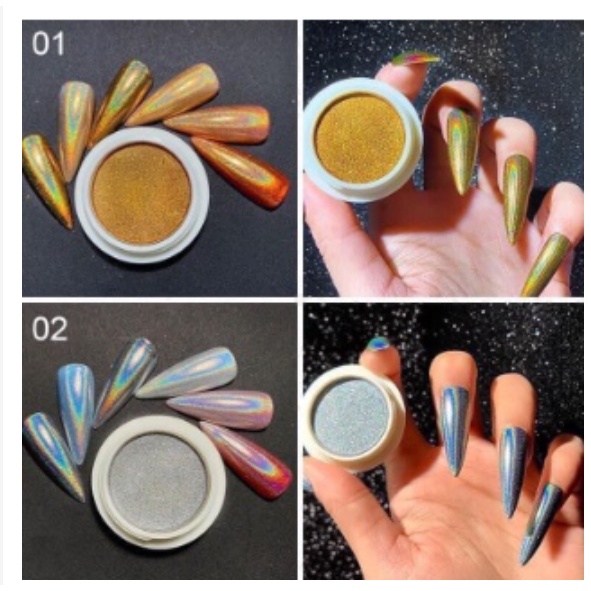 tráng gương cầu vồng trang trí nail