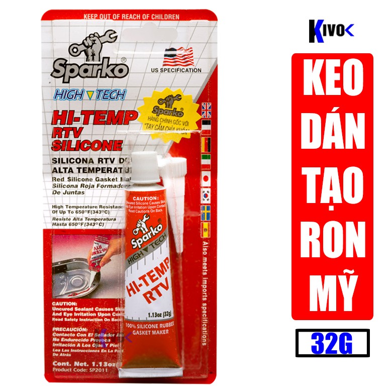 Keo Dán Thế Ron Sparko Đỏ 32g LOẠI LỚN- Keo Tạo Ron - Keo Tạo Gioăng Máy Động Cơ Cho Ô Tô Xe Máy Chịu Nhiệt Cao