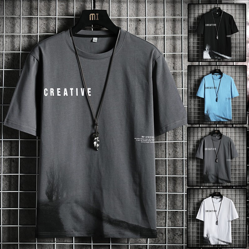Ao Thun Nam Basic In Họa Tiết Con Đường Xa Xăm Kèm Chữ CREATIVE Zenkocs3 MEN TOP 216