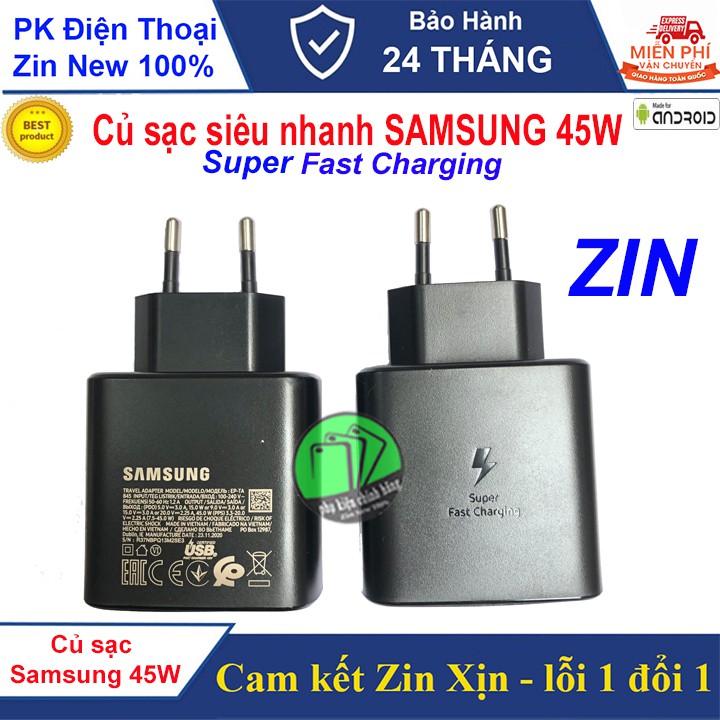 Củ sạc siêu nhanh SAMSUNG 45W,Note 10 Plus/S20 Ultra Note 10 Plus 5G/Note 20/Note 20 Ultra