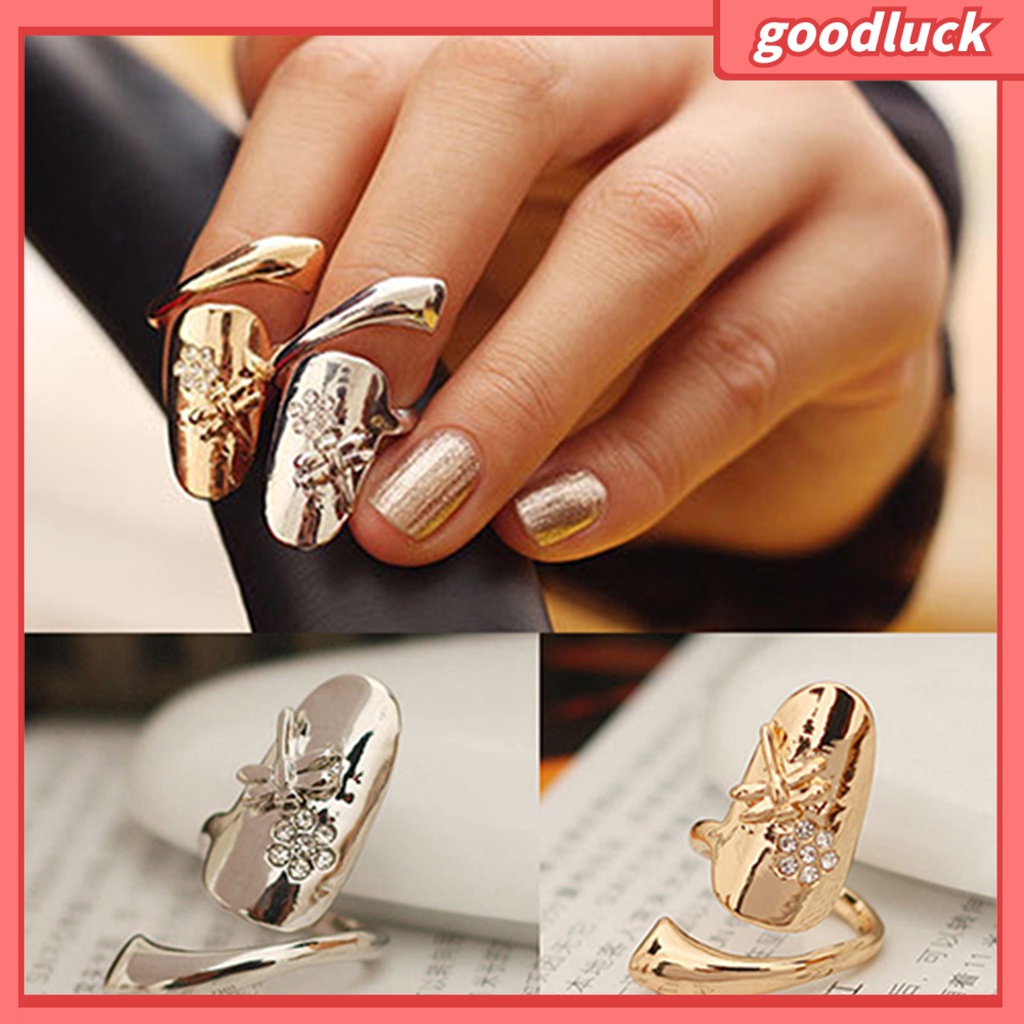 1 nhẫn đeo móng tay bằng hợp kim đính đá lấp lánh